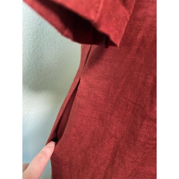 Elk French 100% Linen Midi Shirt Short Sleeves Copper Dress Size‎ 8 - Picture 5 of 11